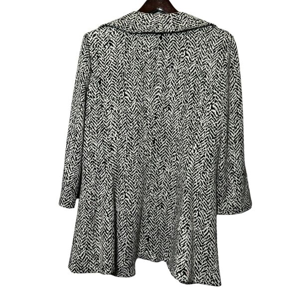 Calvin Klein Women's Black/White Ruffled Open-Front Lined 3/4 Sleeves Jacket 14 - Picture 2 of 5